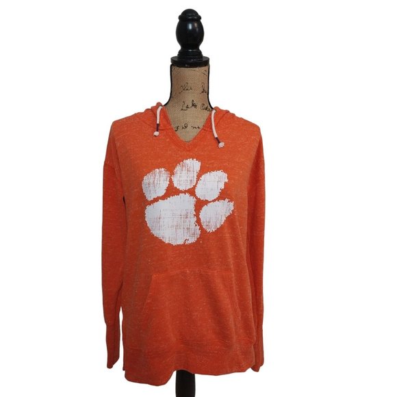 Colosseum Tops - Clemson Tigers Orange White Paw Logo Lightweight Pull Over Sweatshirt Women's S